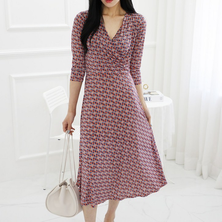 프롬코 여성 화사한 미니쉘 스판 원피스 자체제작 FRC9