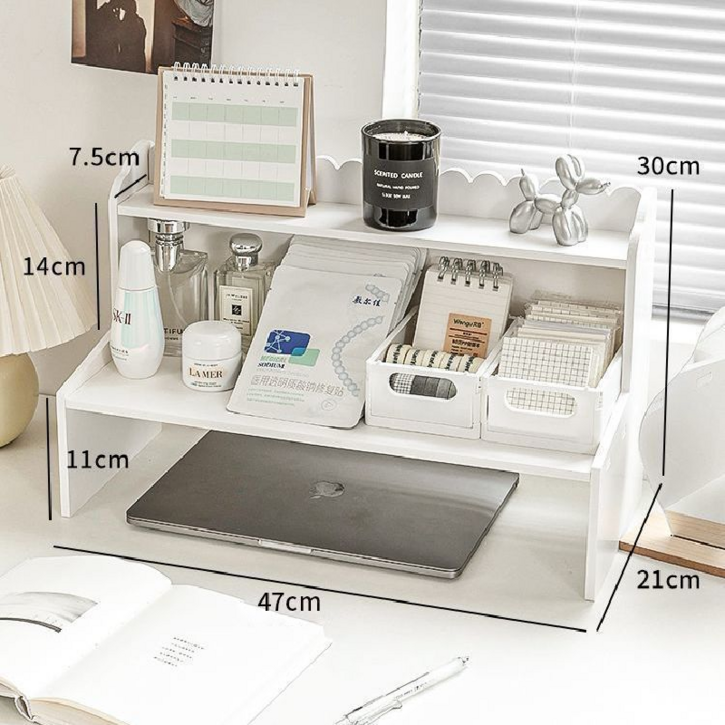 우드 멀티 레이어 격자형 데스크탑 수납 선반 데스크 정리대