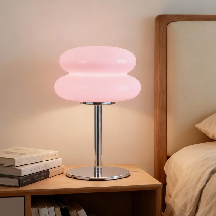 LareinaT 미니 LED 무드등 마카롱 인테리어 조명 단스탠드 취침 수면 조명 램프, 핑크