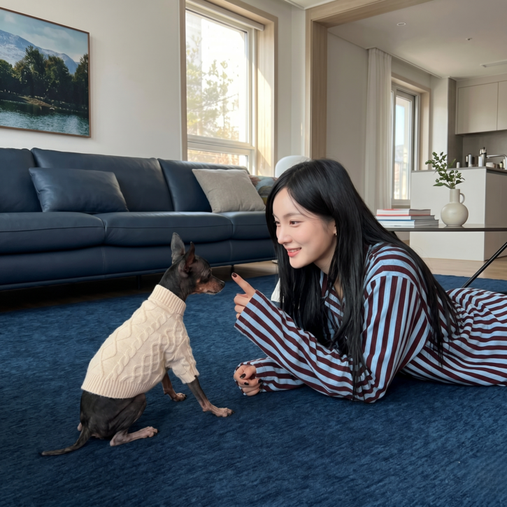 테일룸 러그 미끄럼방지 방수 슬개골탈구방지 강아지 고양이, 1개, 네이비블루