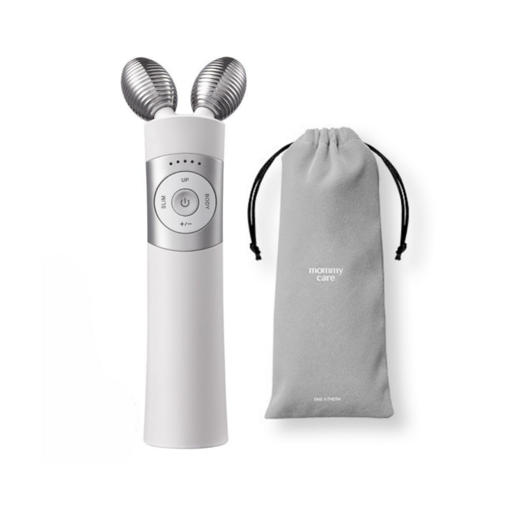 마미케어 홈케어 뷰티 디바이스 얼굴 마사지기 EMS 브이쎄라 파우치 증정, 화이트, HW0803