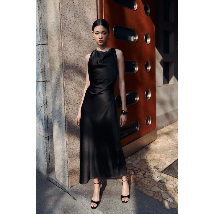 국내발송 ZARA 여성 새틴 미디 원피스 219086