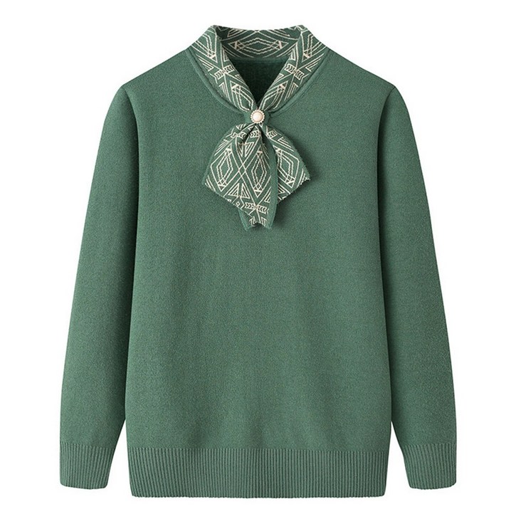 메이리앤 중년 여성 니트 스웨터 스카프 일체형 두툼한 엄마옷