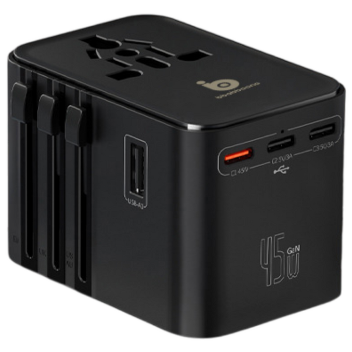 빠뿡 해외여행용 어댑터 45W 멀티 변환 플러그 해외 전용 블랙 초고속, 1개