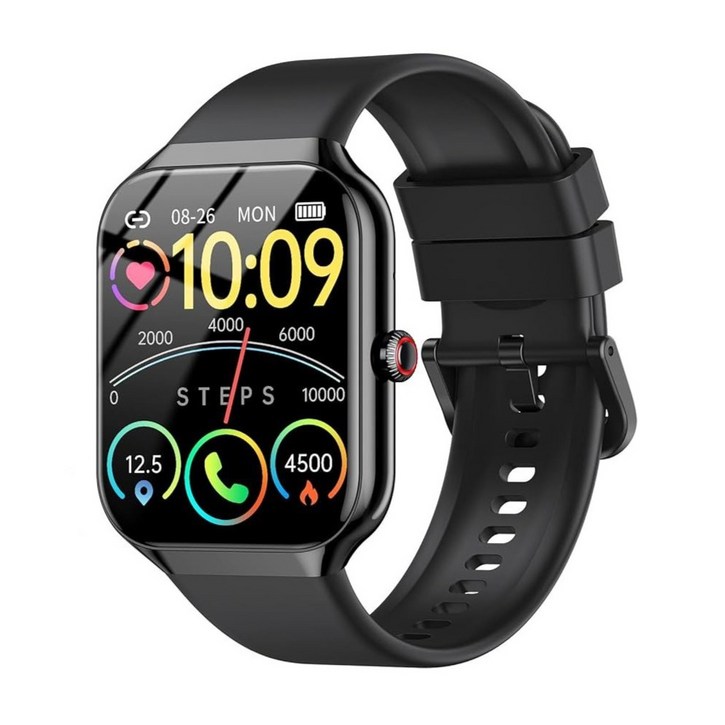 Donerton 통화가능 스마트워치 P99 1.96인치 대화면 한글판 GPS 스마트 워치, 블루투스, 4.953cm, 검정