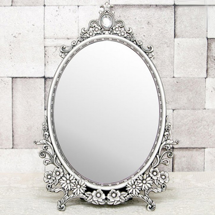 케이엠데코 국산 엔틱 탁상거울 왕관이젤 공주거울 스탠드거울 화장대 탁상용 화장 거울