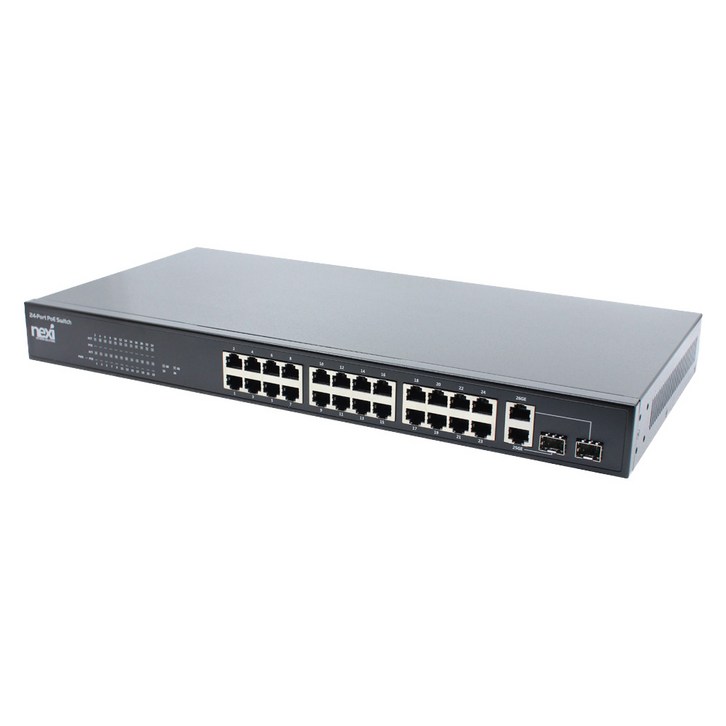 넥시 24 2 포트 POE 스위치허브 350W 2PORT SFP, NXPOE2624GSR, 1개
