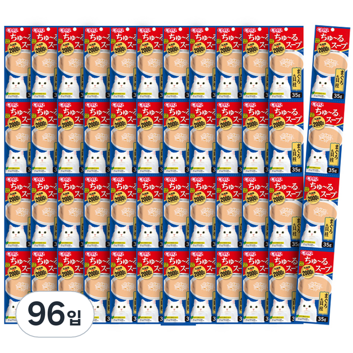 챠오츄르 고양이 짜먹는 간식, 혼합맛참치관자, 35g, 96개