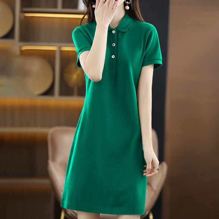 엘쏘 슬림핏 카라 반팔 미니원피스 빅사이즈 포함