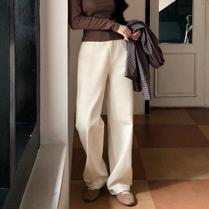 니썸 여성용 롱미들 기장 뉴올 시즌 코튼 와이드 팬츠