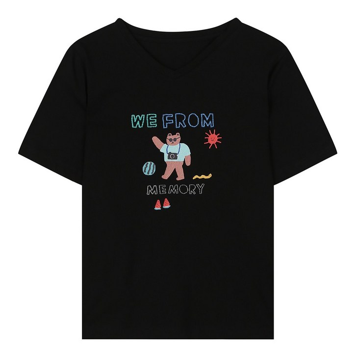 Love Conquers 프린팅 브이넥 티셔츠 (BIIBF2834)