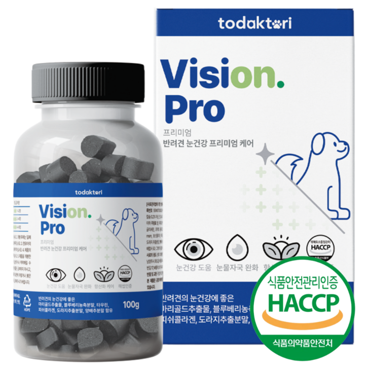 토닥토리 강아지 루테인 영양제 100정 눈건강 눈물자국 제거 간식형 전견종