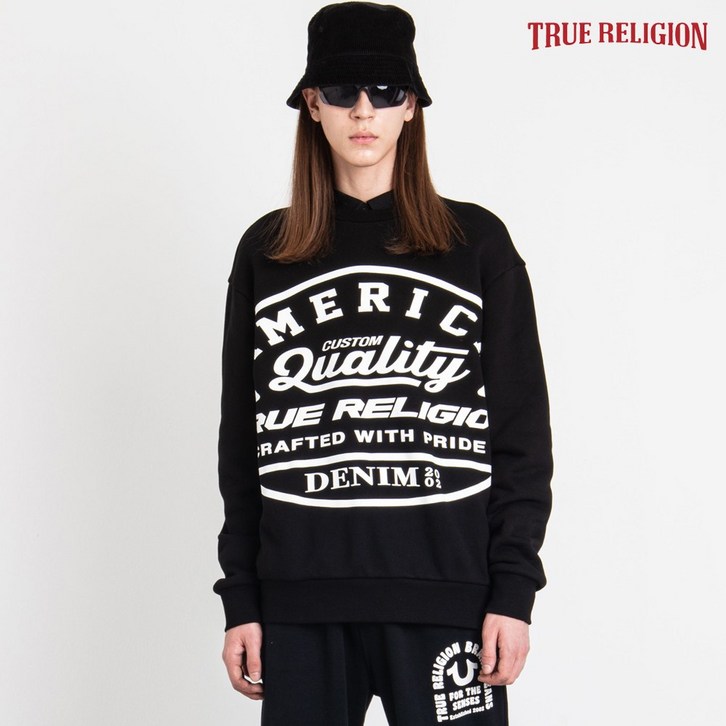TRUE RELIGION 아메리카 빅로고 맨투맨 티셔츠 블랙