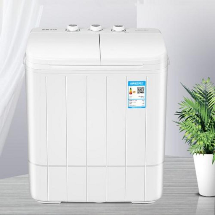 미니세탁기 5KG 반자동 세탁기 더블 배럴 기숙사 가정용 소형 미니 스핀 드라이 기능 세, WHITE+UK
