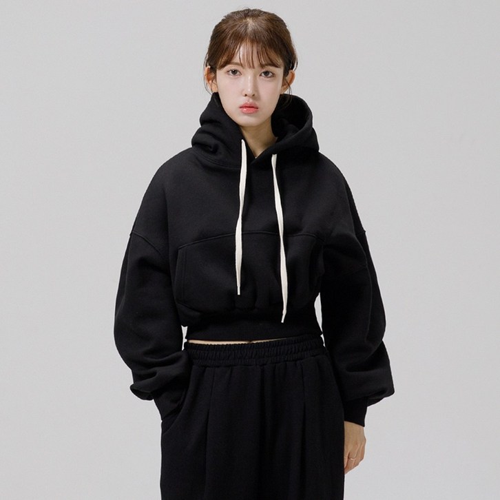 [기모/ 특양면] 그랜피니 여성용 오버핏 프리미엄 무지 크롭 후디
