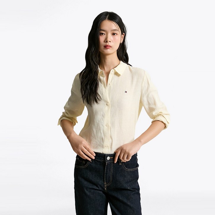 타미힐피거 레귤러 스트라이프 린넨 셔츠 T22F3WSH091WT20FS