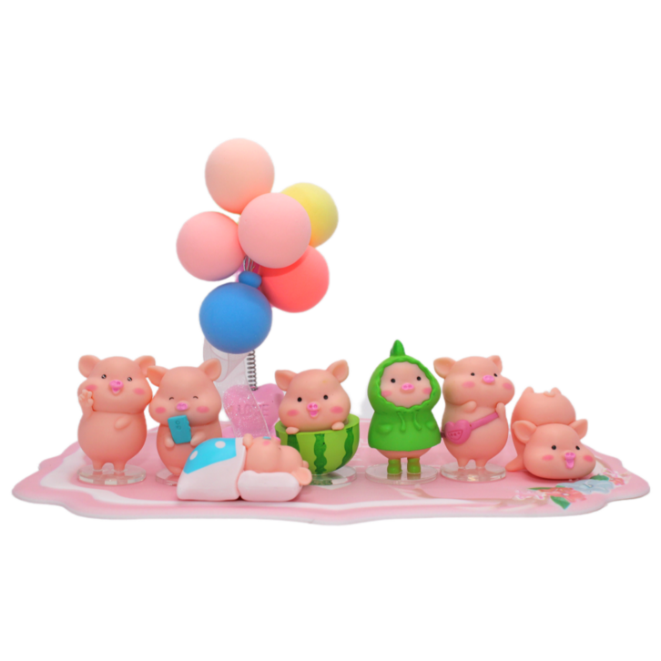 러키라이프 귀여운 아기 돼지 차량용 인테리어 인형 7종세트 - 쇼핑뉴스