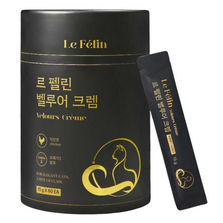 오메가3가 함유된 고양이 짜먹는 간식 60p 르 펠린 벨루어 크렘, 900g, 1개, 치킨맛