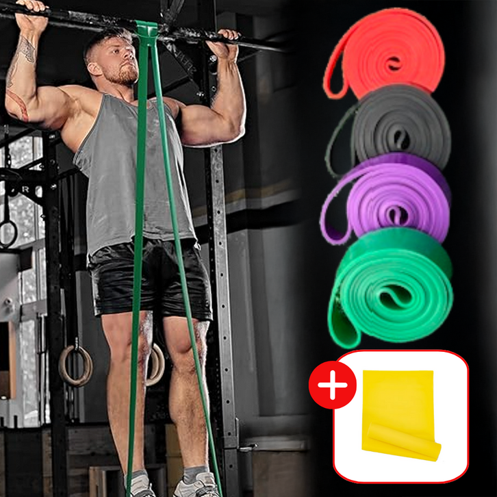 오버지 스포츠 풀업 턱걸이 밴드 세트 그린 퍼플 블랙 레드, 그린퍼플블랙레드, 1세트
