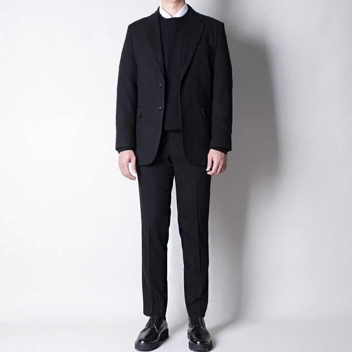 디아웃핏 남성 겨울 울 정장세트 히든 밴딩 수트 캐주얼 기모 면접 결혼식