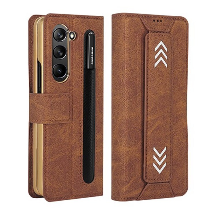 KDNC 갤럭시 Z폴드45 핸드스트랩 포켓 레더 지갑 케이스