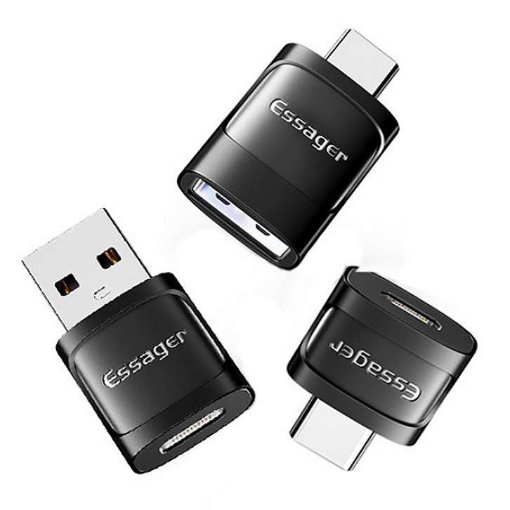 Essager USB3.0 5핀 A타입 to C타입 변환 젠더, 3개, 은색, 11.5cm