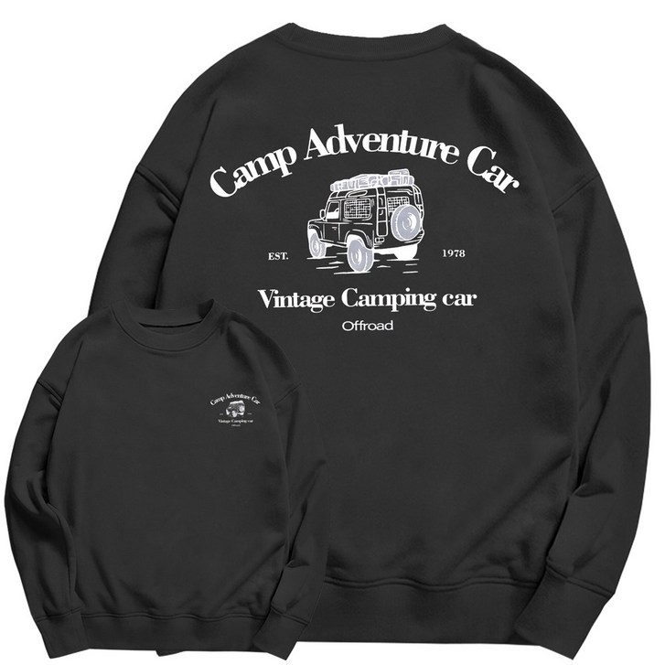 문컬렉션 남녀공용 오버핏 캠핑지프 프린팅 맨투맨