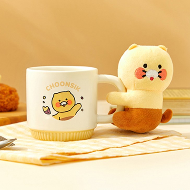 카카오프렌즈 춘식이 허그 머그 300ml + 인형 세트