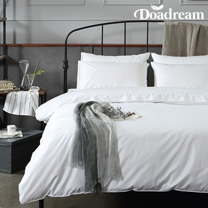 호텔식 100수 화이트 이불커버 SQK, 화이트
