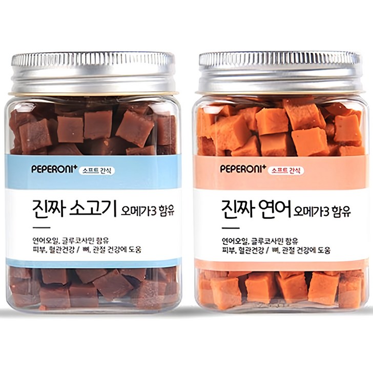 페페로니 오메가3 진짜 연어 + 진짜 소고기 강아지 간식