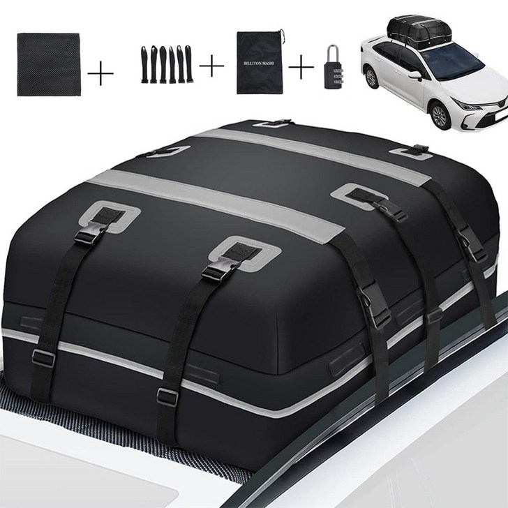 Bornoon 자동차 대용량 방수 루프백 차량용 캠핑용 외출용 루프박스, 1개, 블랙그레이