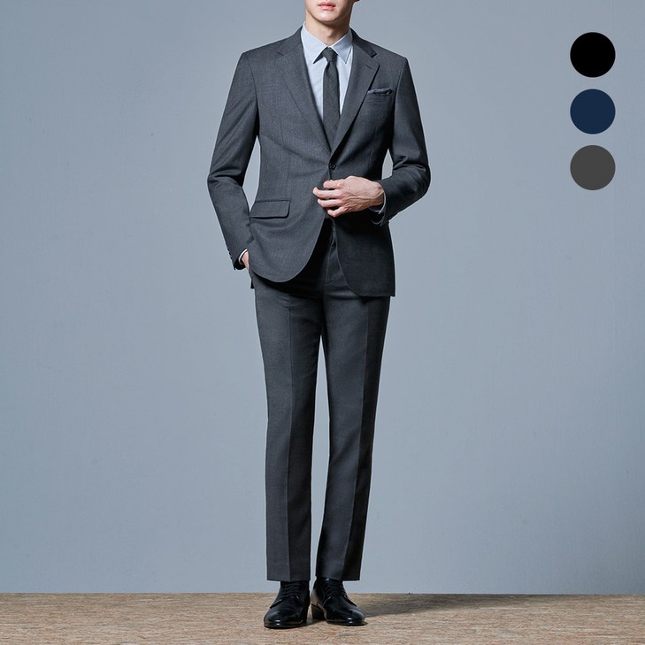 맨잇슈트 남성용 솔리드 기본핏 베이직 정장 상하의 세트