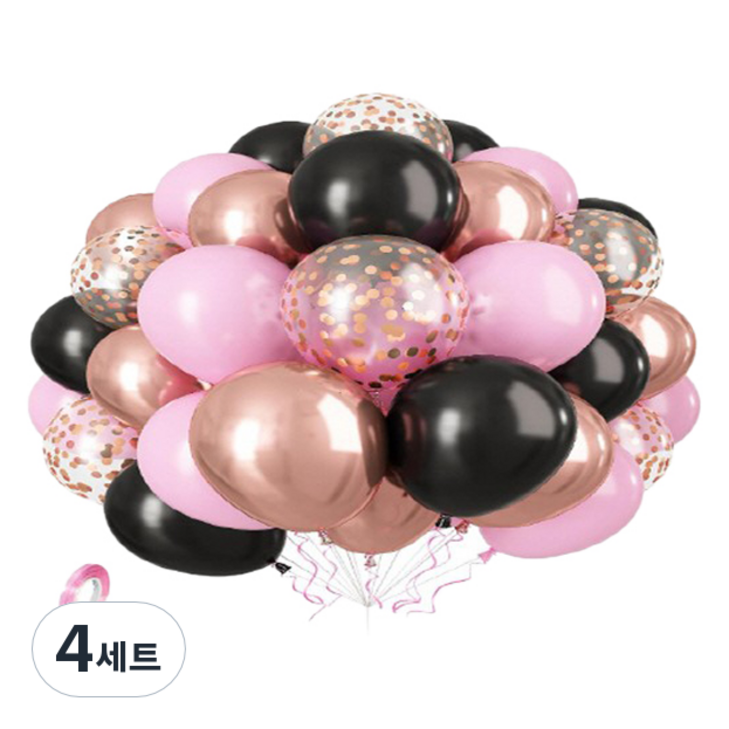 만들하비 컨페티 풍선 30p 세트, 블랙핑크랜덤발송, 4세트 만들하비 컨페티 풍선 30p 세트, 블랙핑크랜덤발송, 4세트