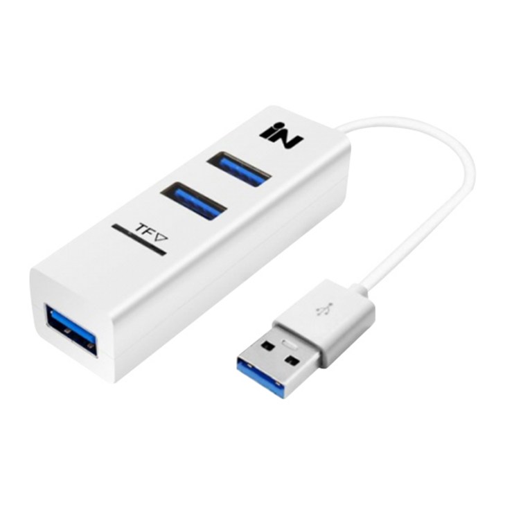 인네트워크 USB2.0 3포트 TF MicroSD 카드 겸용 허브 화이트 INU3TF