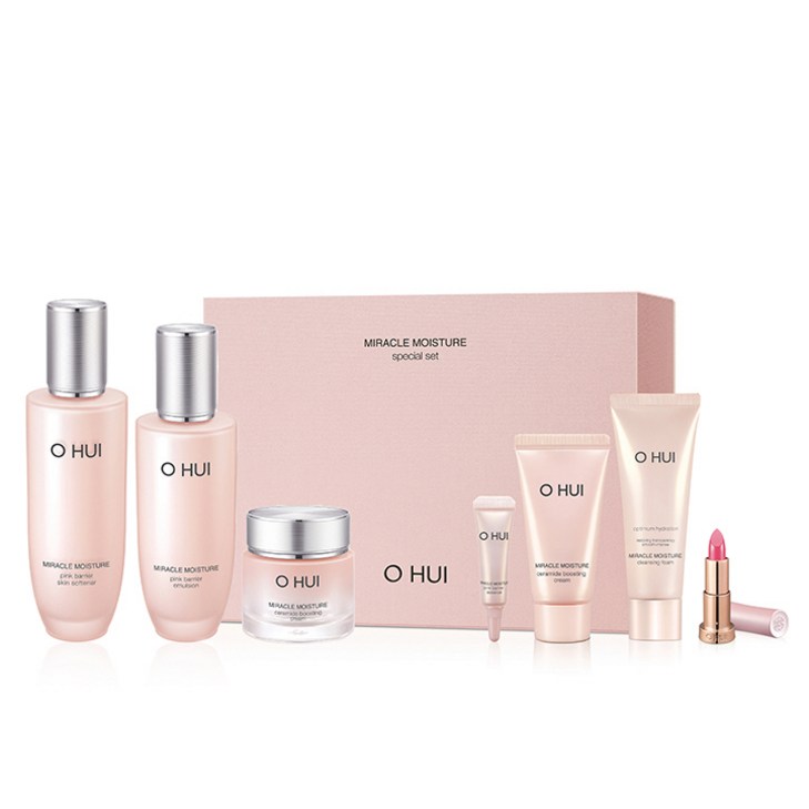 오휘 미라클 모이스처 핑크 베리어 스킨 150ml 에멀전 130ml 크림 30ml NEW 루즈 리얼 미니 에센스 4ml 크림 25ml 클렌징 폼 40ml, 1세트 오휘 미라클 모이스처 핑크 베리어 스킨 150ml 에멀전 130ml 크림 30ml NEW 루즈 리얼 미니 에센스 4ml 크림 25ml 클렌징 폼 40ml, 1세트