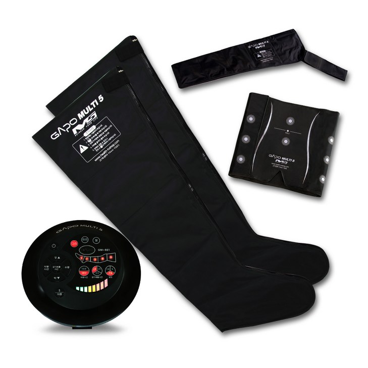 가포 멀티5블랙 공기압 마사지기 다리커프허리커프팔커프 3종 풀마사지 세트 BL, GAPO MULTI 5