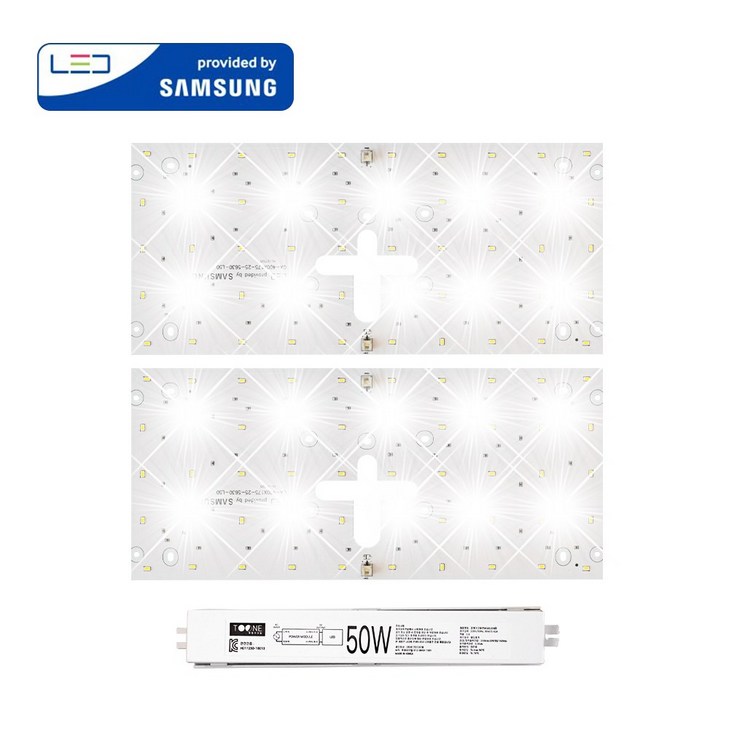 투원라이팅 가정용 삼성 칩 LED 조명 모듈 등 교체 세트 사각 방등 400mmX175mm2장 50W, 1개, 5700K주광색부드러운하얀빛 투원라이팅 가정용 삼성 칩 LED 조명 모듈 등 교체 세트 사각 방등 400mmX175mm2장 50W, 1개, 5700K주광색부드러운하얀빛
