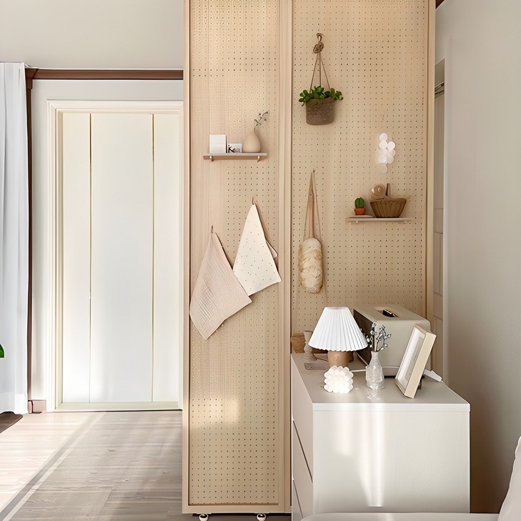 우드레이 셀프 가벽 타공판 파티션 인테리어 원목 파티션 주방 사무실 침실 거실 원룸 현관 공간분리 나무 우드 가림막 칸막이 가벽 만들기, 메이플