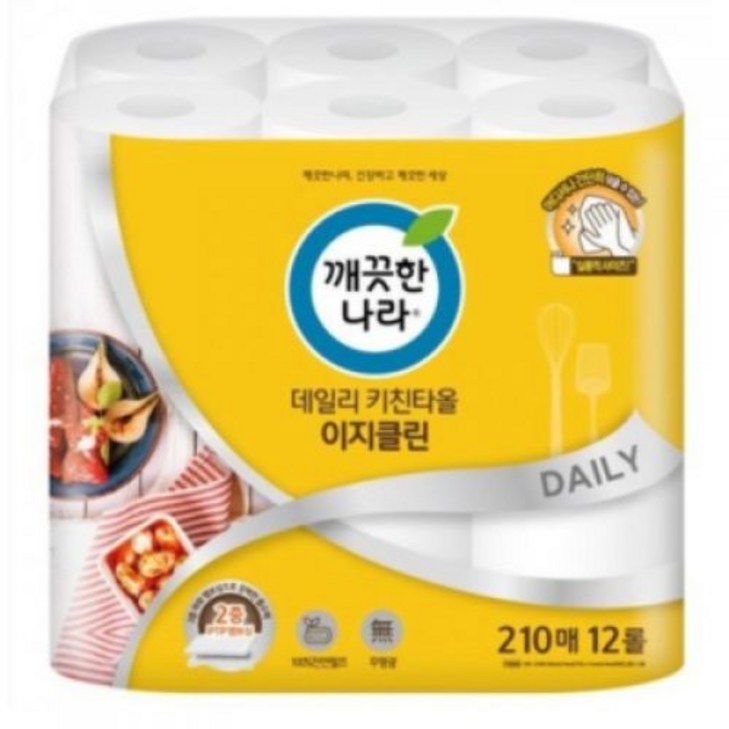 깨끗한나라 데일리 키친타올 이지클린, 210매, 12개