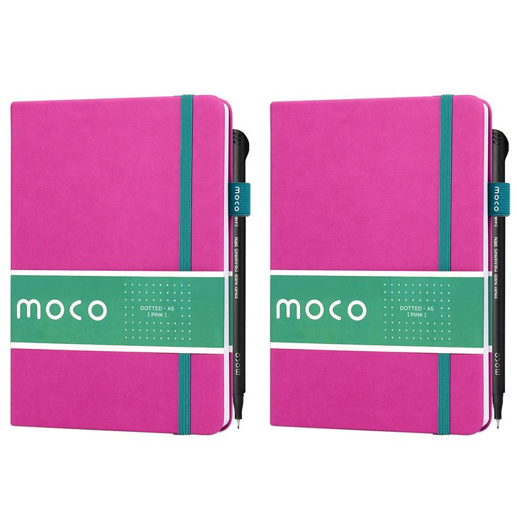 모코 A5 도티드 노트 112매  드로잉펜, 2세트, 핑크