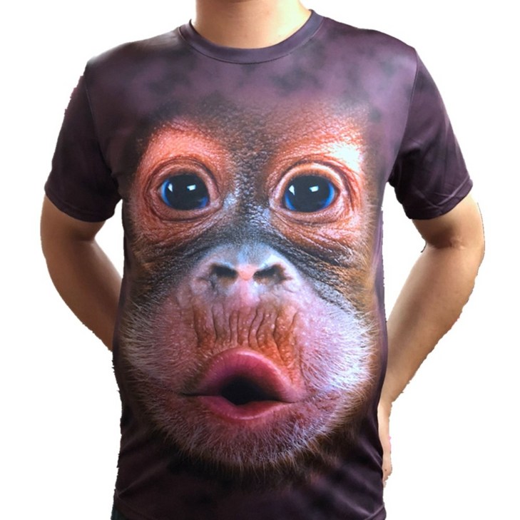 코믹 웃긴 반팔 티셔츠 동물 얼굴 티셔츠 특이한 옷 쓸데 쓸모 없는 소품 복근 티 민 소매
