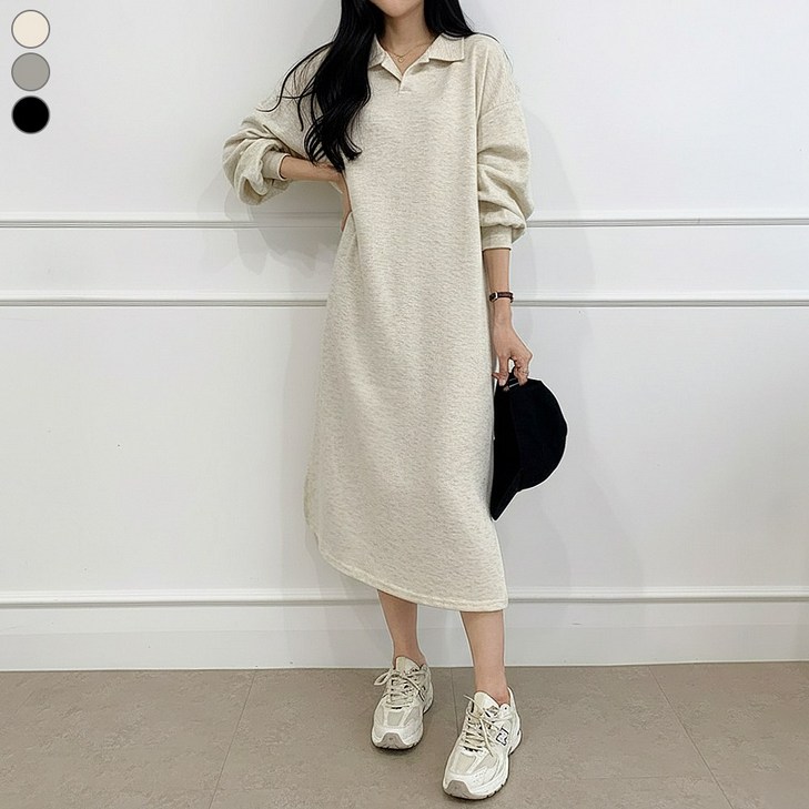 블레스유 여성 카라원피스 롱원피스 홈웨어 빅사이즈 원피스 임산부 롱 긴팔원피스