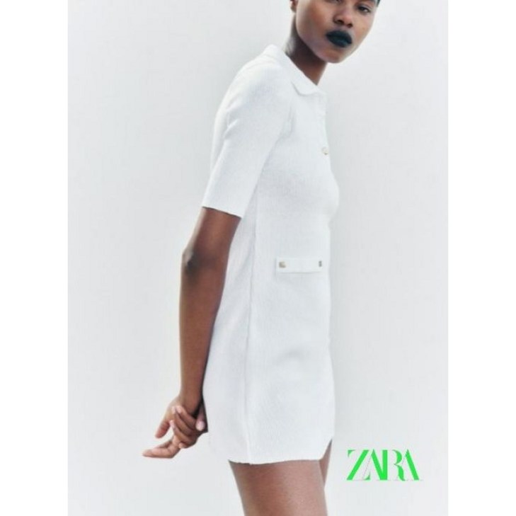국내배송자라 ZARA 리브드 미니 원피스 스크래치 화이트 5644454251