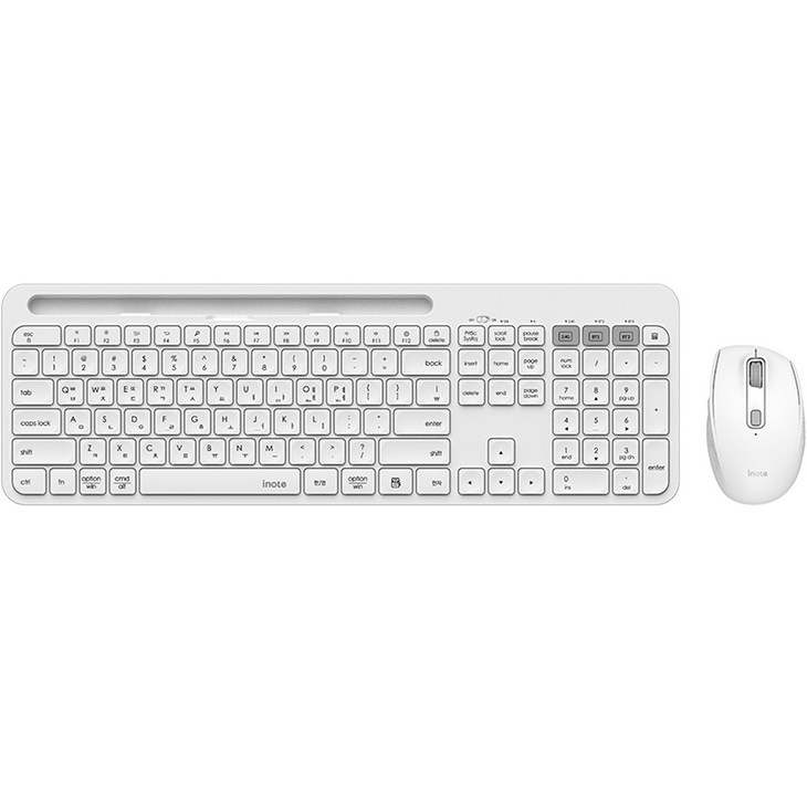 아이노트 멀티페어링 무선 블루투스 키보드  마우스 세트, 일반형, KM680RB, 화이트