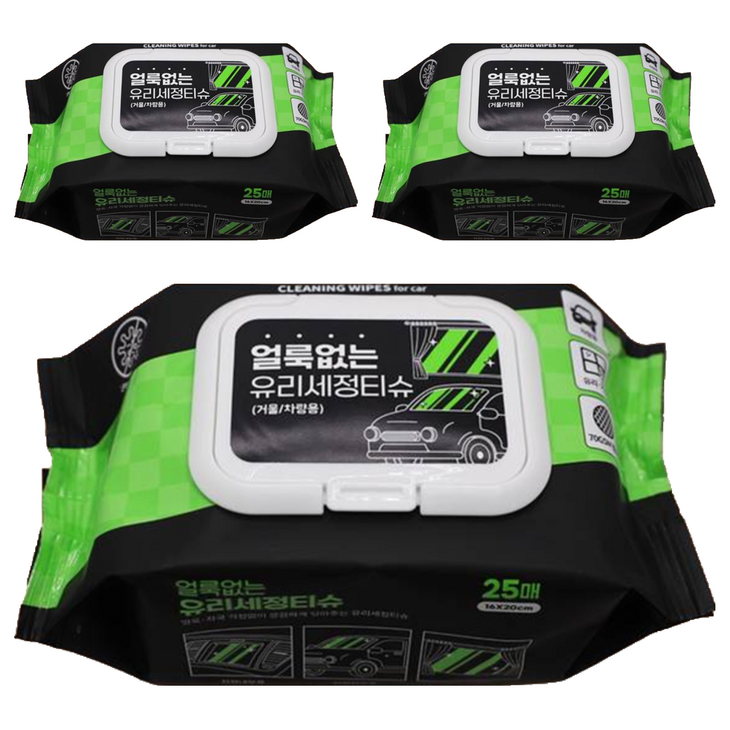 아이프리 차량용 유리 세정티슈, 25개, 3개