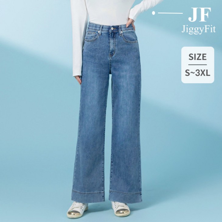 지기핏 여성 청바지 여름용 와이드 스판 히든밴딩 데님 팬츠 3컬러 S3XL