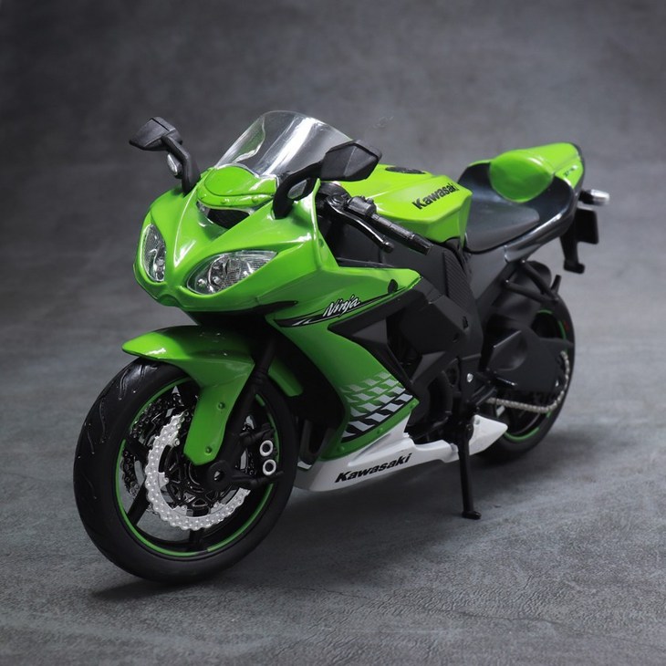 마이스토 112 가와사키 닌자 ZX10R 그린 오토바이 다이캐스트 바이크 장난감, 1개