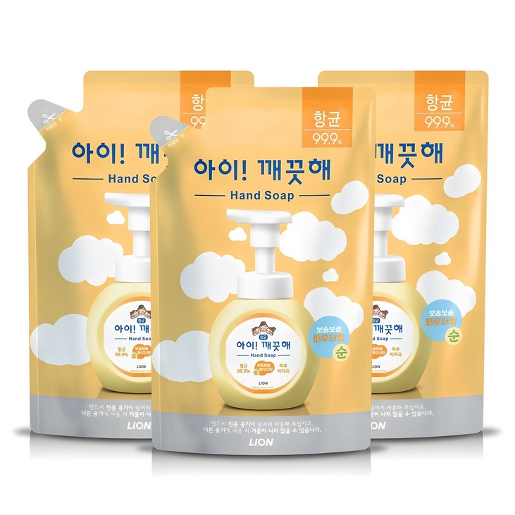 아이깨끗해 폼 핸드솝 순 파우더향 리필, 450ml, 3개 아이깨끗해 폼 핸드솝 순 파우더향 리필, 450ml, 3개