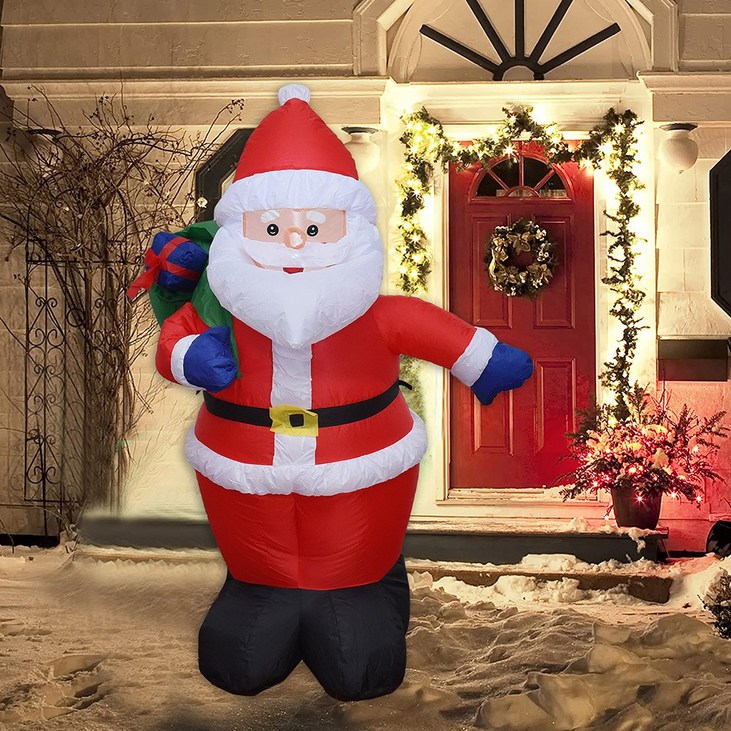 산타 캠아웃도어 120cm 크리스마스 대형 에어 산타 클로스 LED 전구 에어펌프 장식 소품 풍선, 에어 산타 클로스