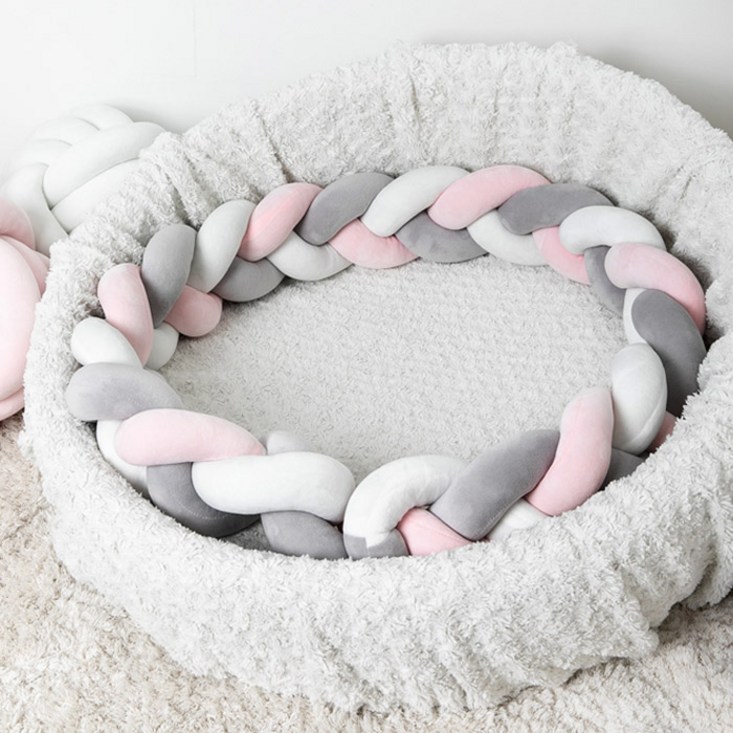 아이끌레 침대가드 쿠션 2m, 핑크  그레이  화이트